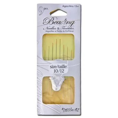 #10 & #12 Gold Eye Beading Needles & Threader
