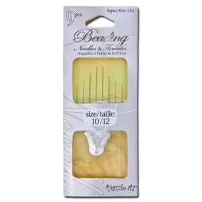 #10 & #12 Gold Eye Beading Needles & Threader