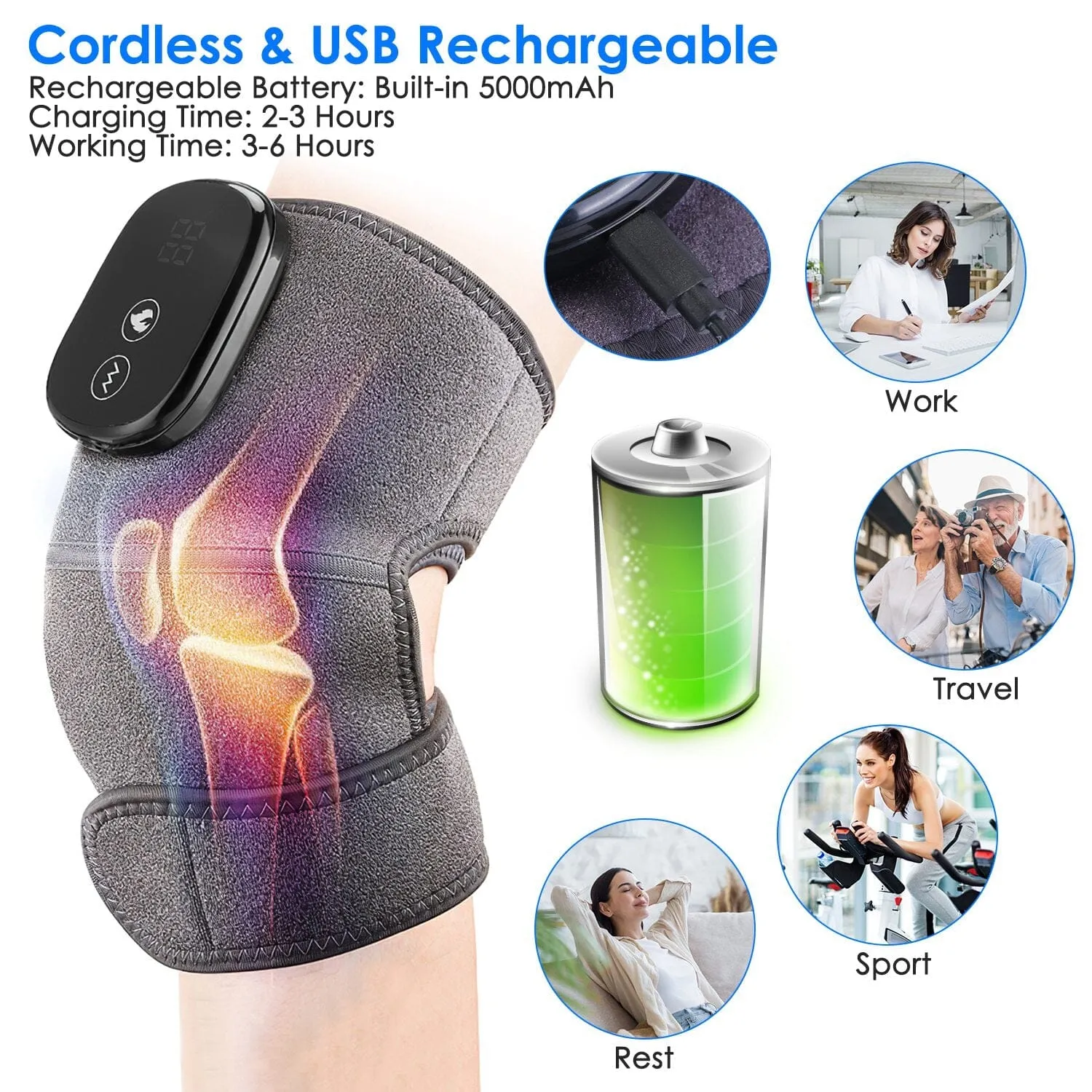 3-in-1 Heated Pads Massager with 3 Level Vibration