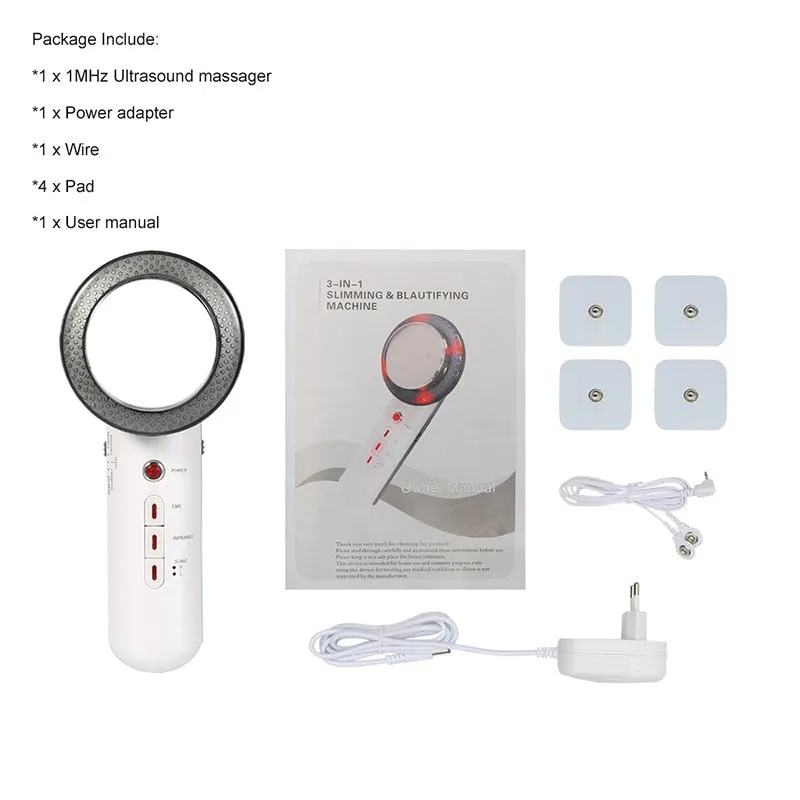 3 In 1 Ultrasonic Lipo Cavitation EMS Body Slimming Remove Fat Skin Lift Beauty Tool Cellulite Remover Weight Loss EMS Body Slimming Massager