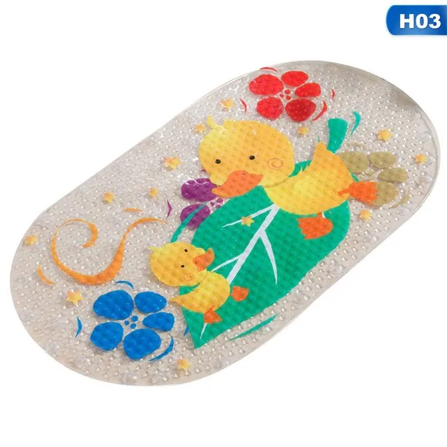 39*69CM Cute Cartoon Pattern Anti-Slip PVC Bath Mats With Sucker Bathroom Carpet Shower Pad Soft Massage Pads