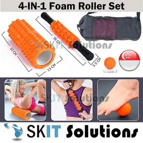 ★4in1 Yoga Gym Fitness Exercise Set★Massage Foam Roller Stick Ball Travel Bag★for Back Pain Muscle Physical Therapy★