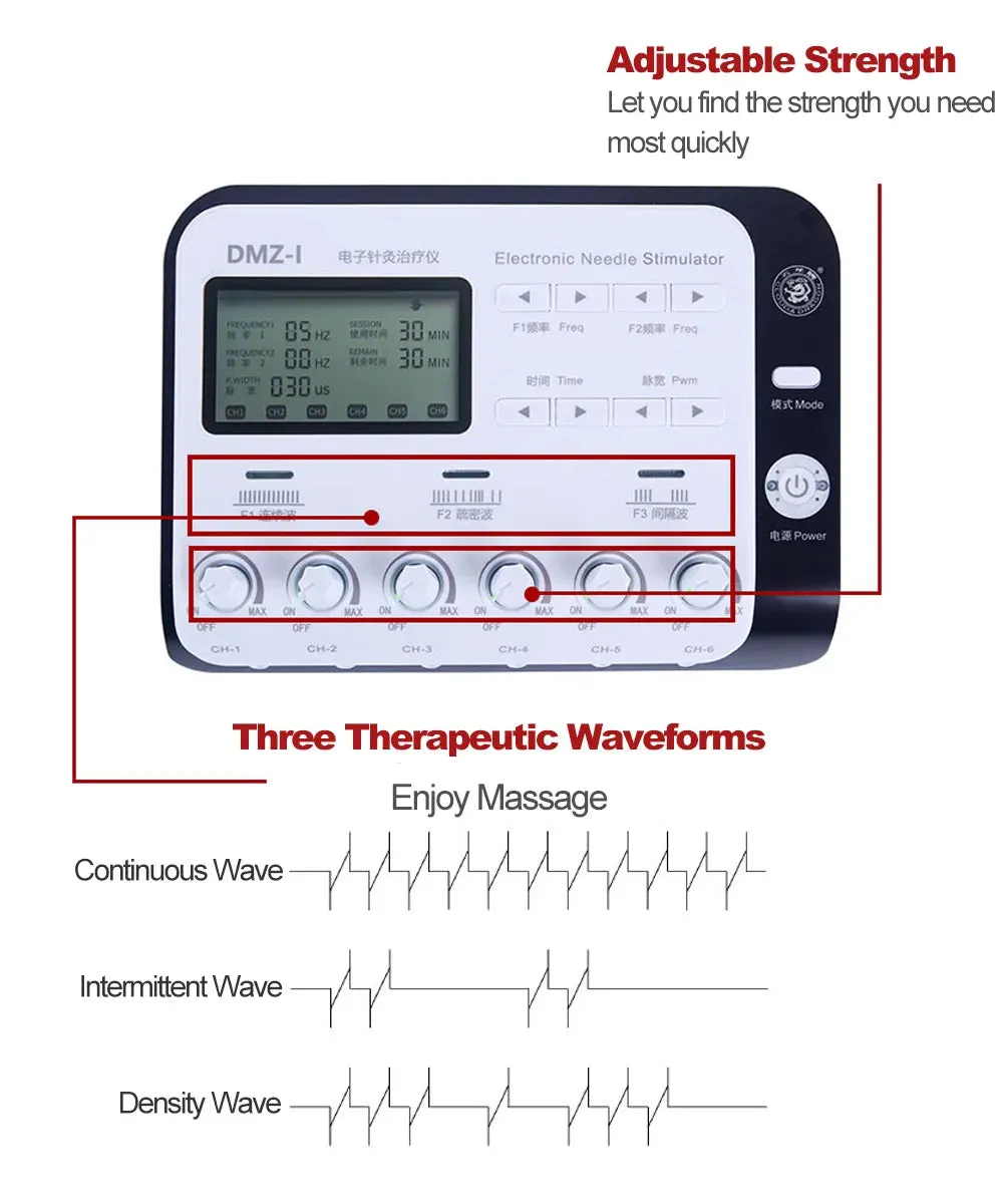6 Output Channel Multi-Functional TENS Electric Muscle Stimulator Relax Acupuncture Needle Electroacupuncture Body Massager Pads