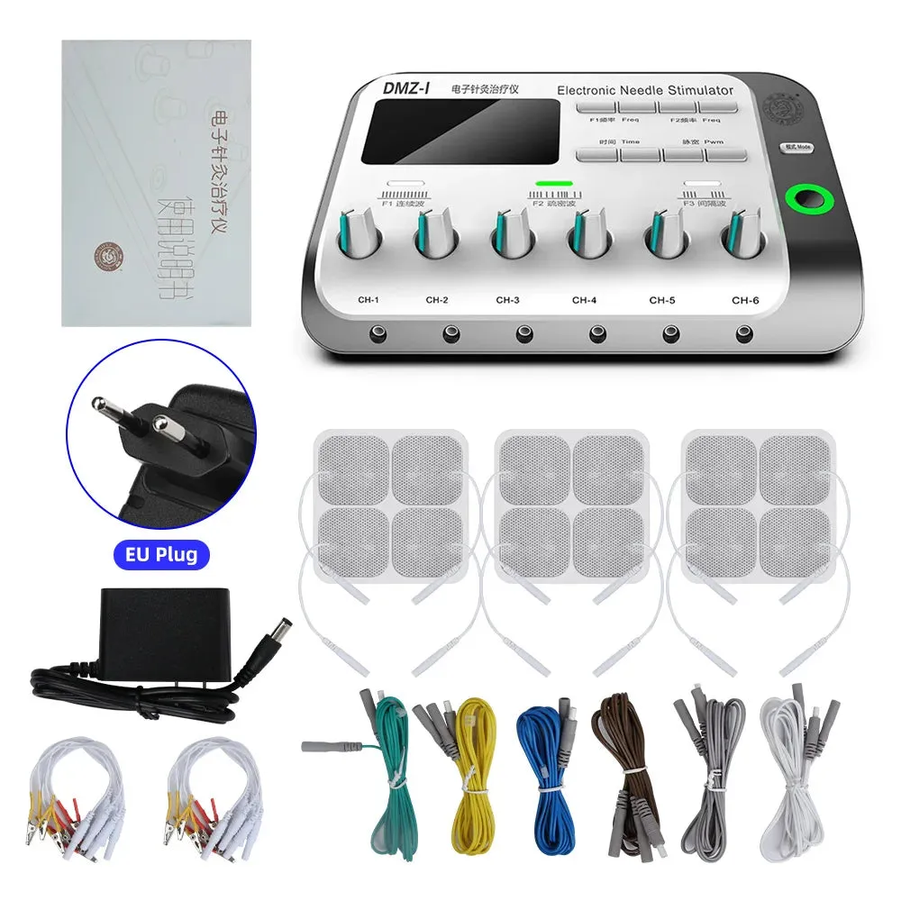 6 Output Channel Multi-Functional TENS Electric Muscle Stimulator Relax Acupuncture Needle Electroacupuncture Body Massager Pads