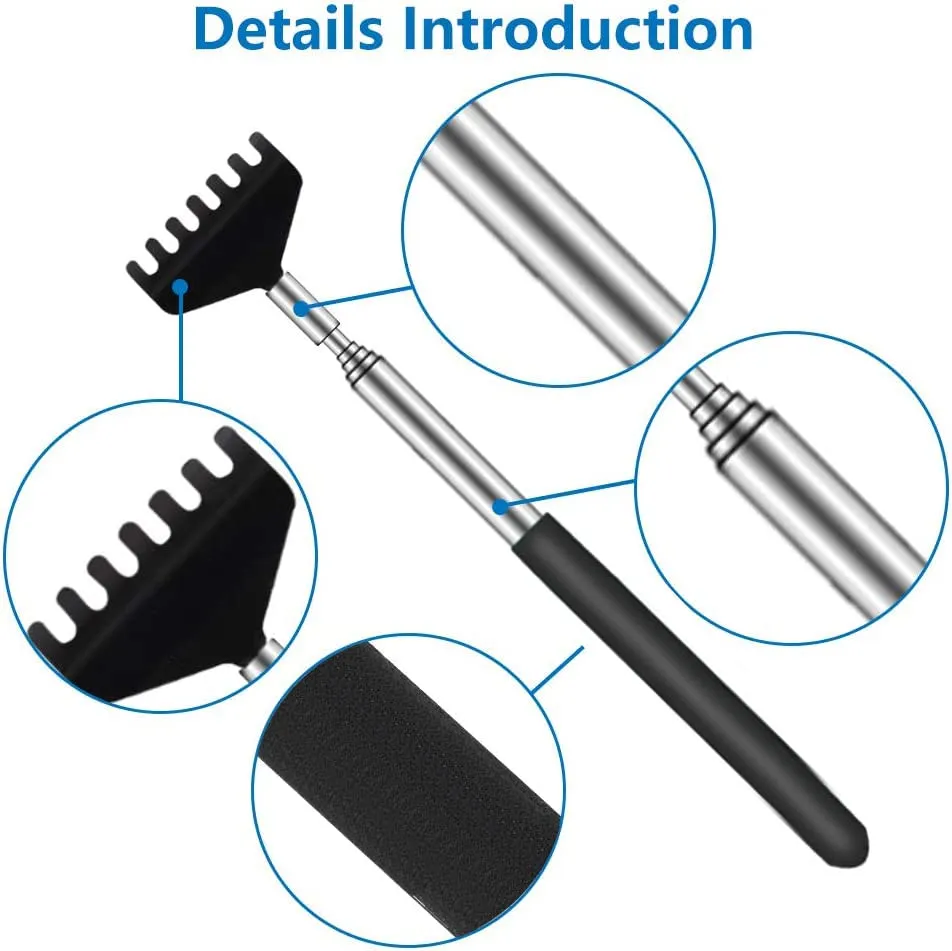 6 Pack Extendable - Portable Telescoping Metal Back Scratchers/Hand Massager with Soft Rubber Handles for Thanksgiving, Birthday, Christmas Gifts