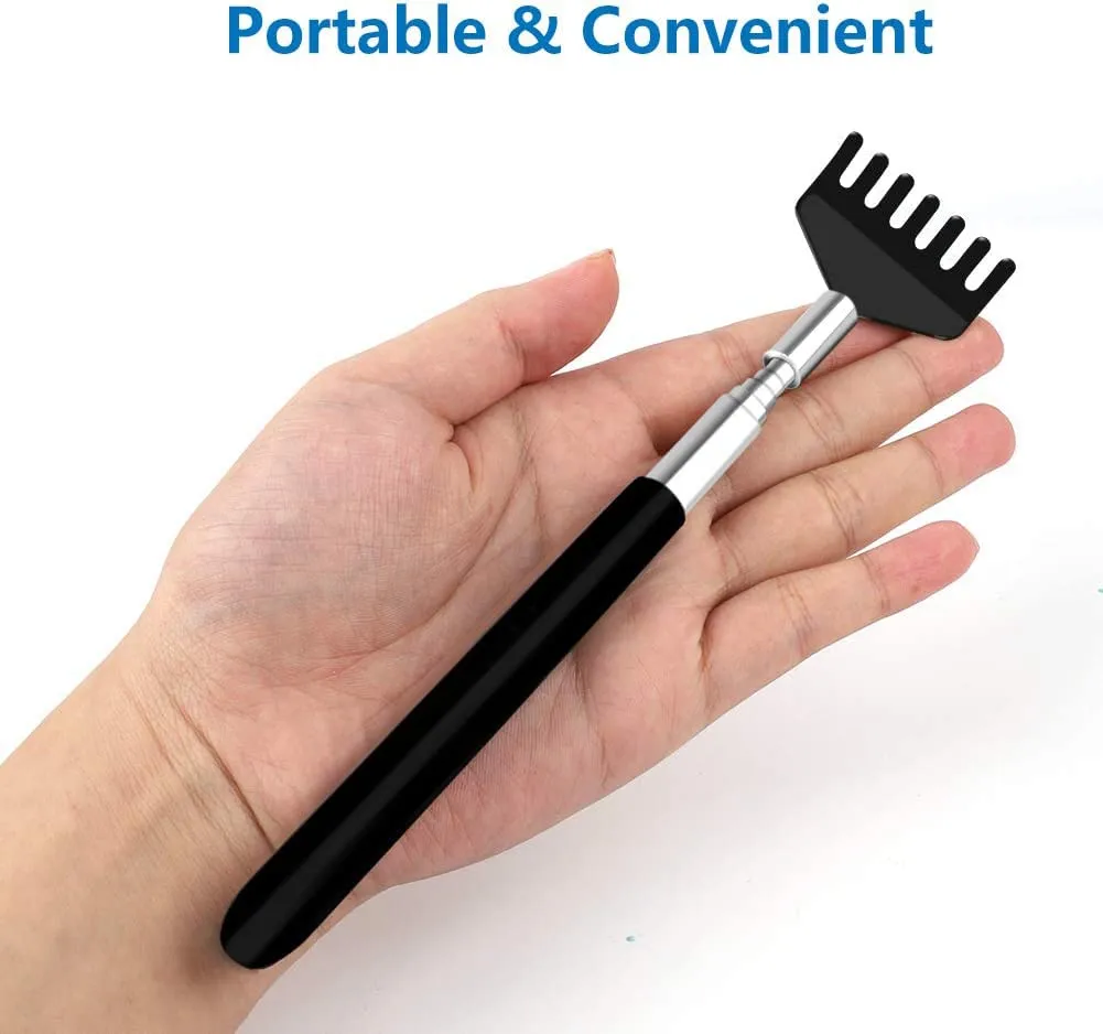 6 Pack Extendable - Portable Telescoping Metal Back Scratchers/Hand Massager with Soft Rubber Handles for Thanksgiving, Birthday, Christmas Gifts