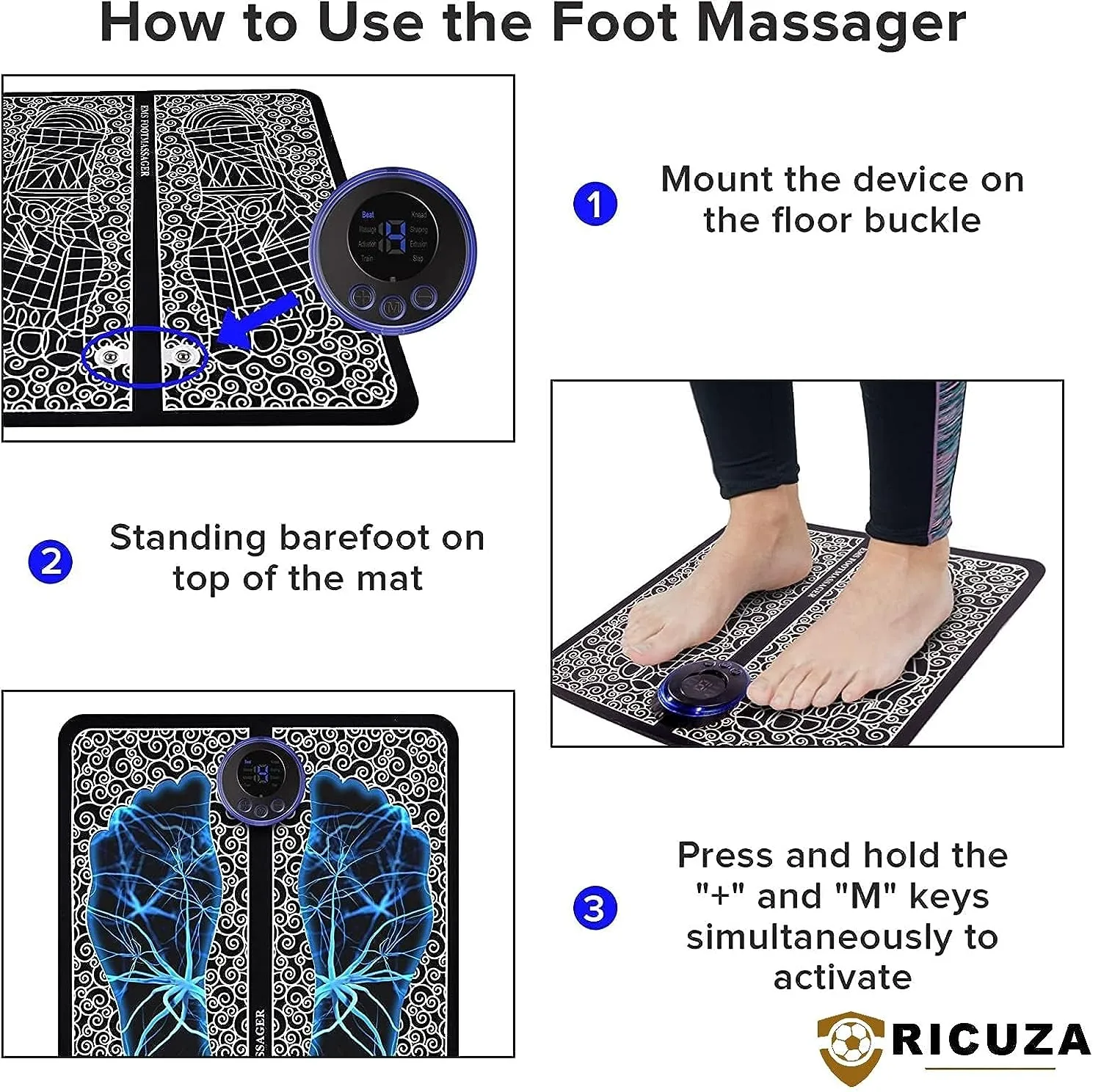 Abhijeet enterprise Rechargeable EMS Foot Massager Mat, Muscle Stimulator, Simulated Massage for Feet, Hands, Arms, Shoulders, Arthritis Pain Relief, Varicose Veins Treatment