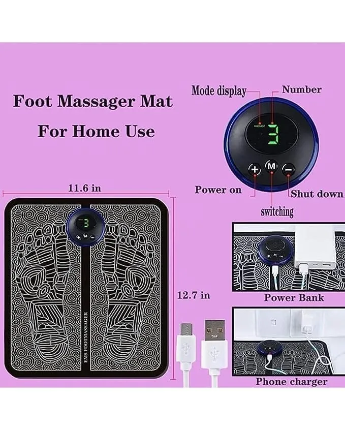 Abhijeet enterprise Rechargeable EMS Foot Massager Mat, Muscle Stimulator, Simulated Massage for Feet, Hands, Arms, Shoulders, Arthritis Pain Relief, Varicose Veins Treatment