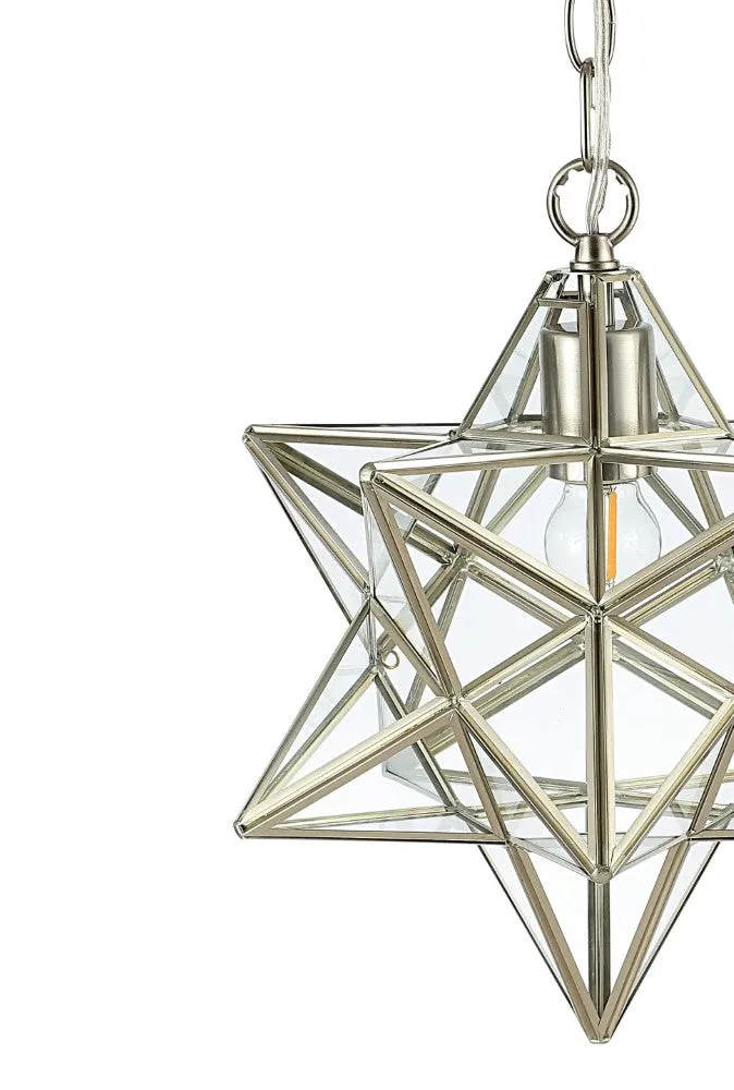 Ahott 12" Moravian Star Metal/Clear Glass LED Pendant