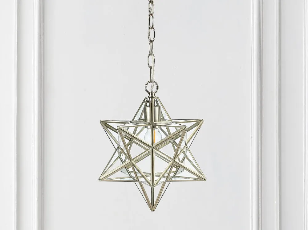 Ahott 12" Moravian Star Metal/Clear Glass LED Pendant