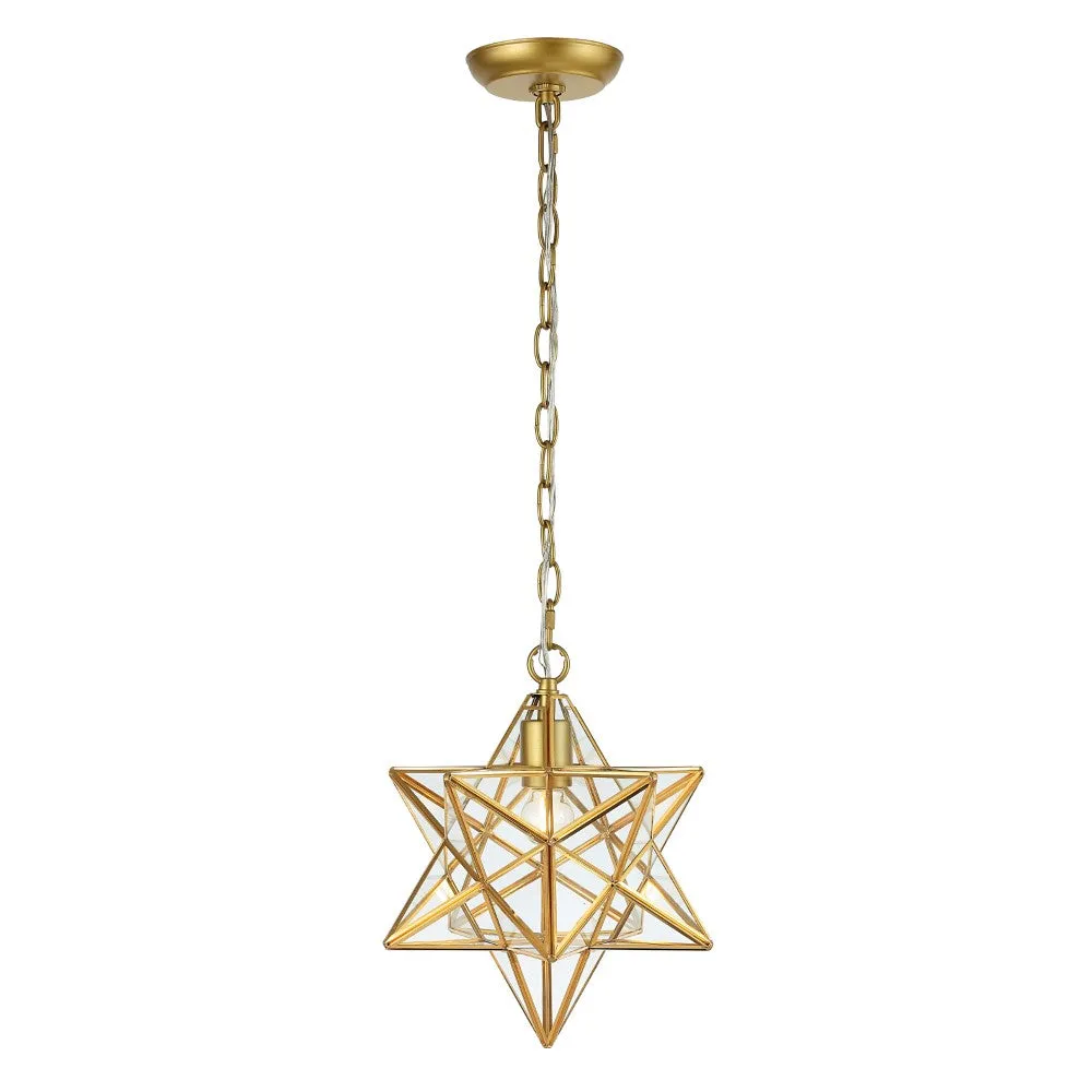 Ahott 12" Moravian Star Metal/Clear Glass LED Pendant