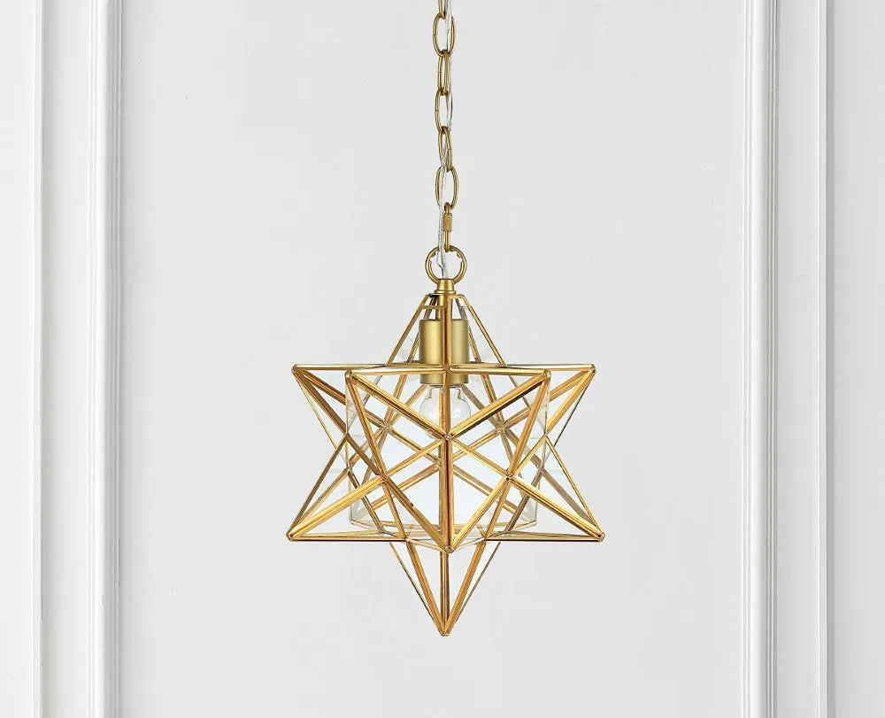 Ahott 12" Moravian Star Metal/Clear Glass LED Pendant