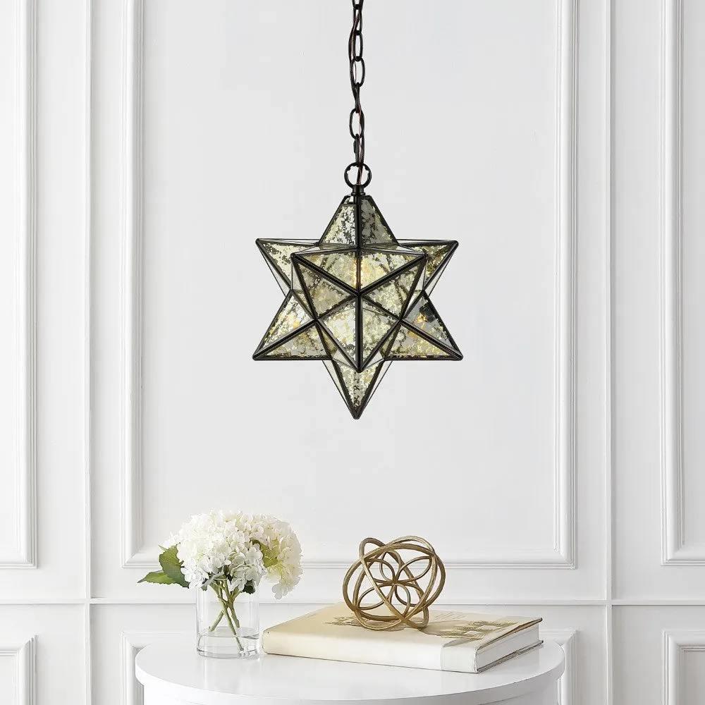 Ahott 12" Moravian Star Metal/Clear Glass LED Pendant