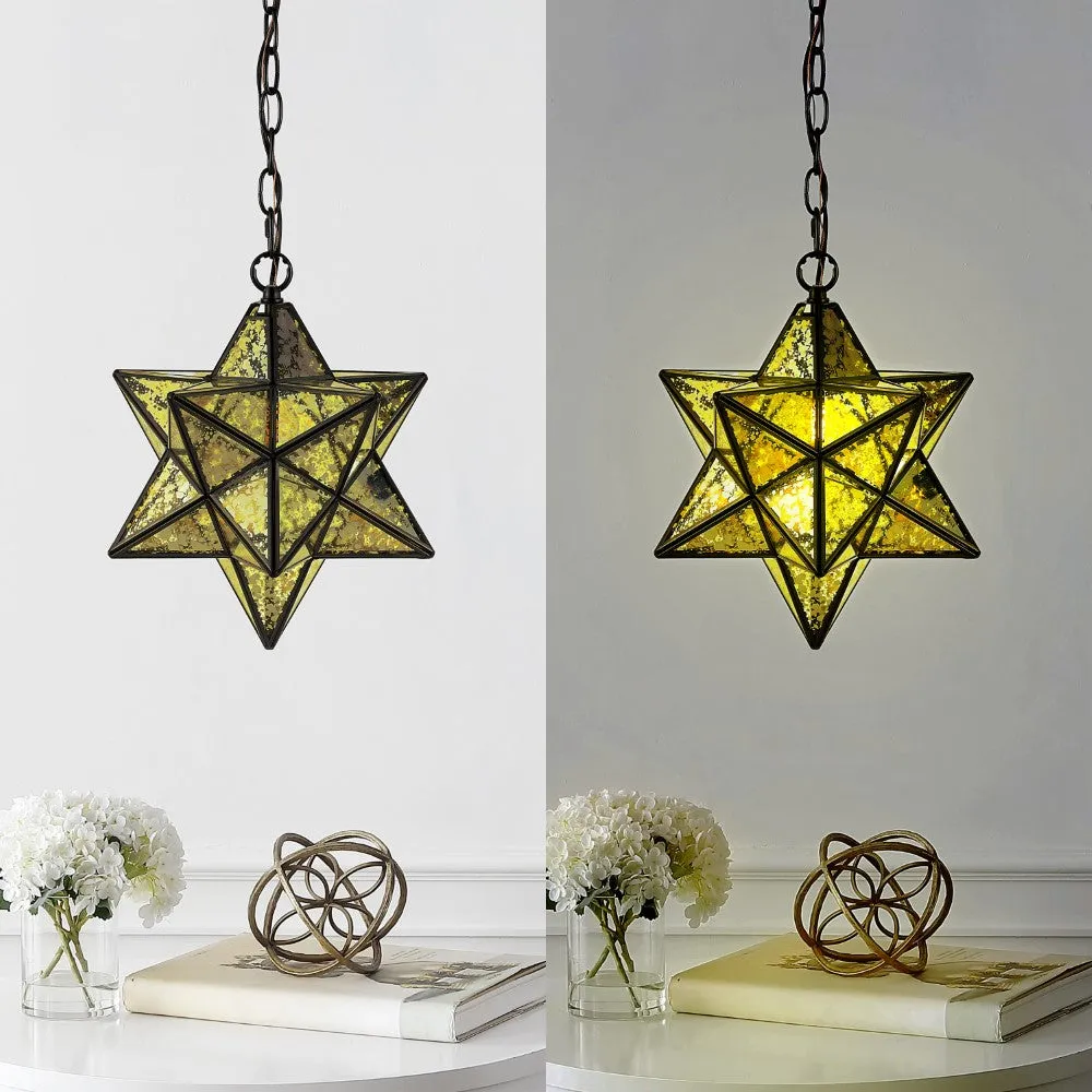 Ahott 12" Moravian Star Metal/Clear Glass LED Pendant