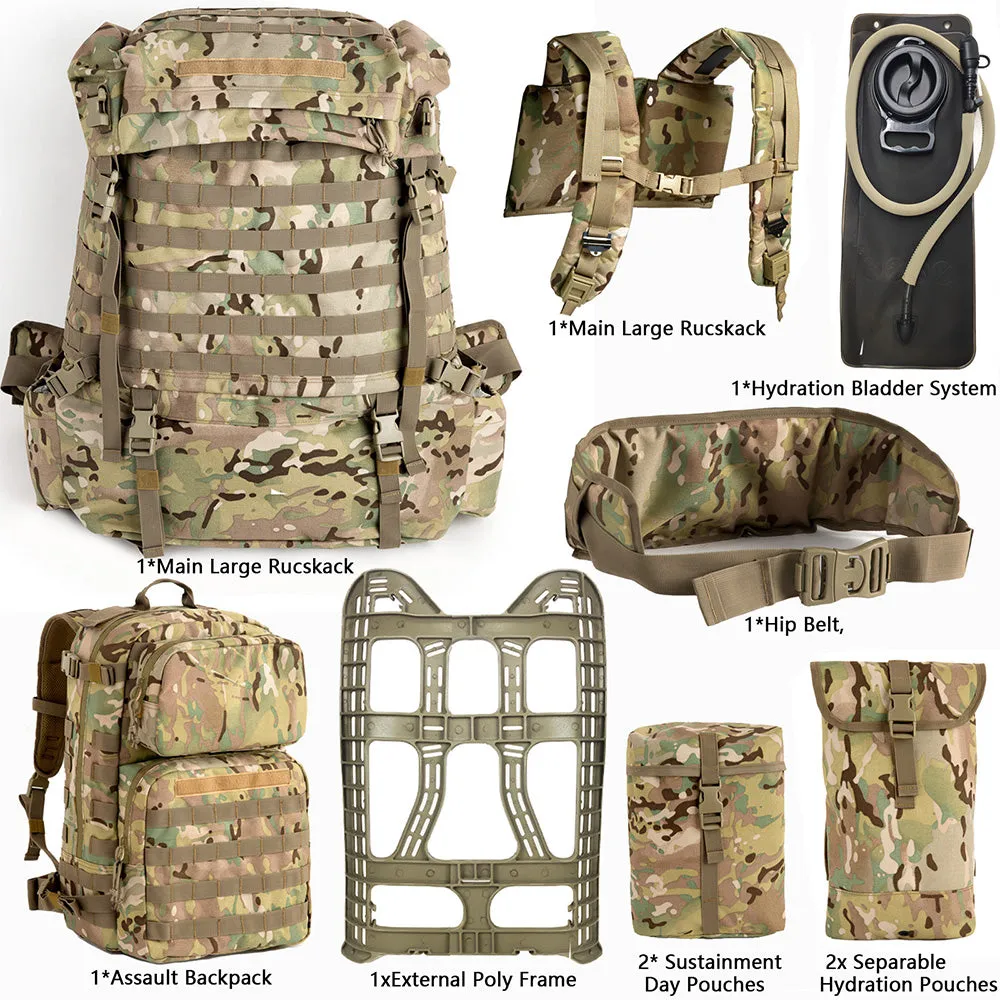 AKmax Assembly Rucksack Backpack Hydration Pack System with Frame and Hip Belt Multicam
