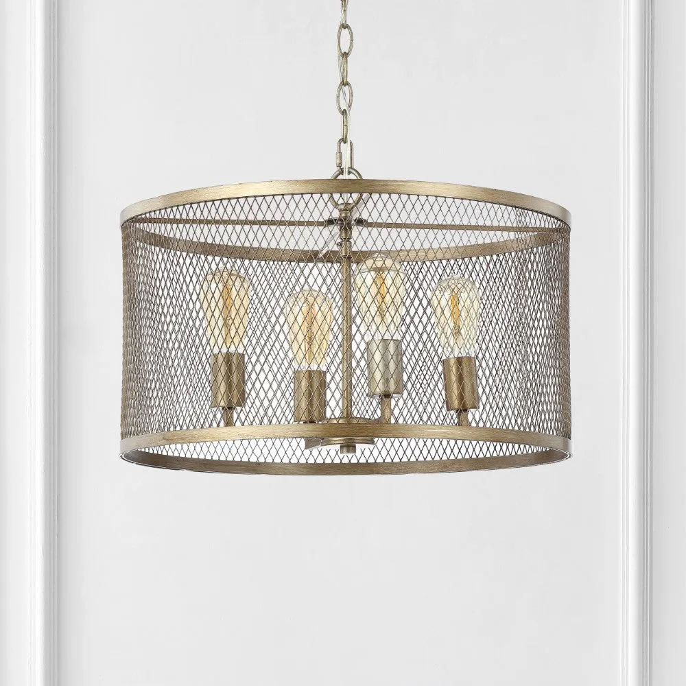 Albee 4-Light 20" Iron Adjustable Industrial Mesh LED Chandelier