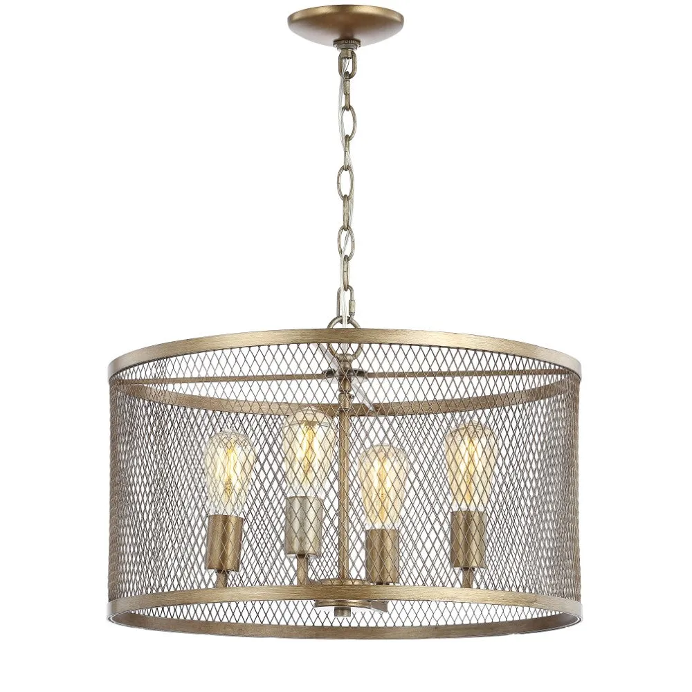 Albee 4-Light 20" Iron Adjustable Industrial Mesh LED Chandelier