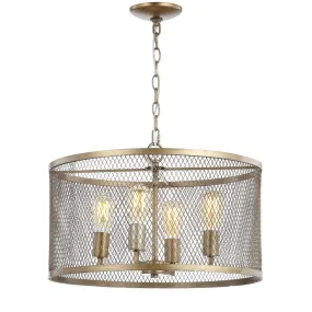 Albee 4-Light 20" Iron Adjustable Industrial Mesh LED Chandelier