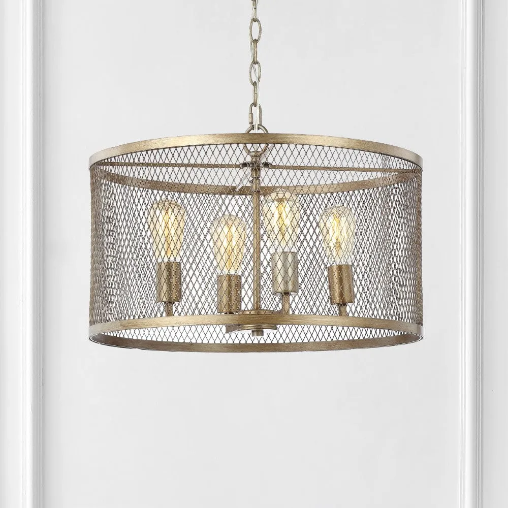 Albee 4-Light 20" Iron Adjustable Industrial Mesh LED Chandelier