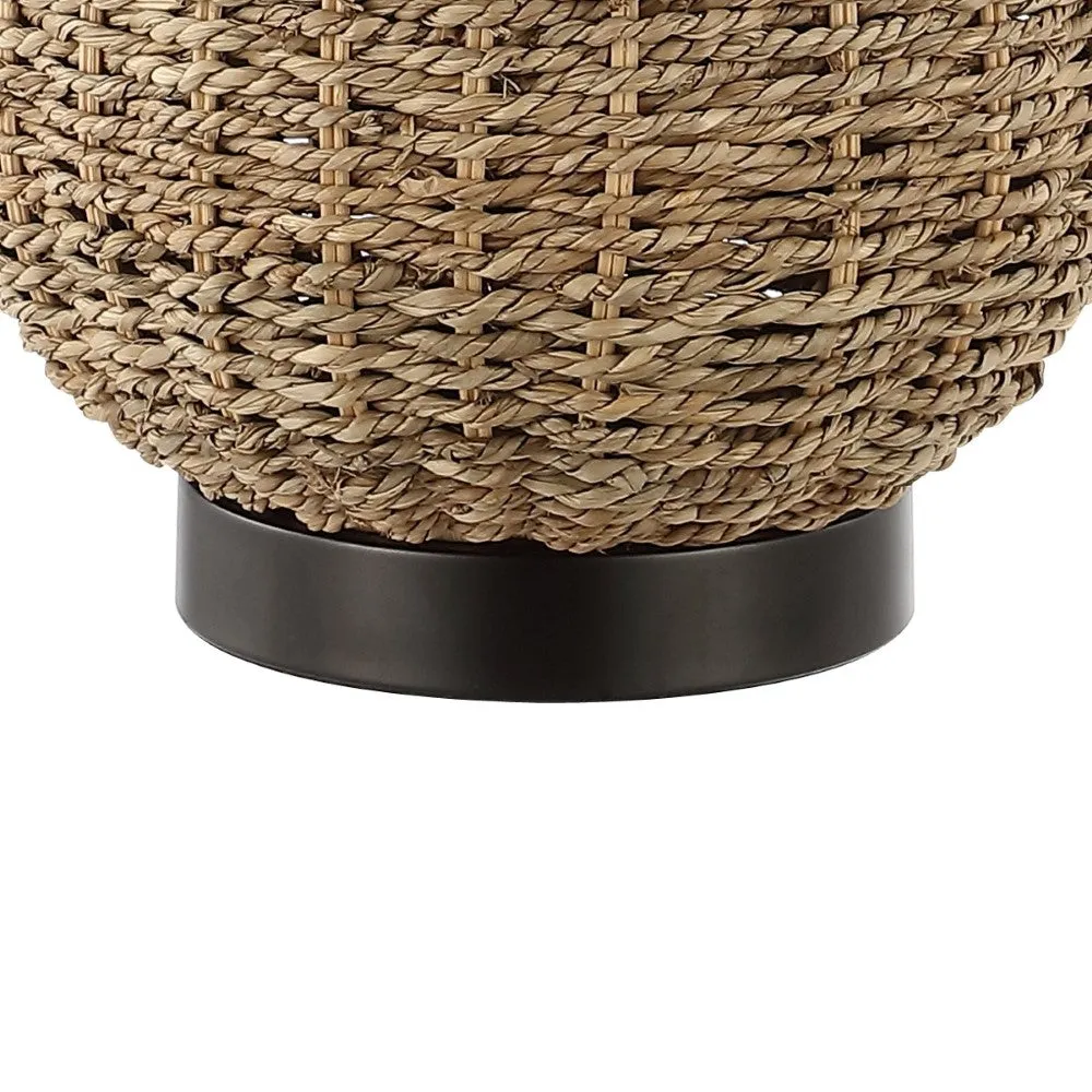 Alese 25" Rustic Bohemian Iron/Rattan LED Table Lamp with Pull-Chain
