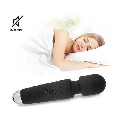 Allovers Personal Magic Waterproof Wand Massager, Mini Handheld Rechargeable Neck Shoulder Back Body Massage with 8 Powerful Speeds&20 Pulsating Patterns for Sports Recovery & Muscle Aches (Black)