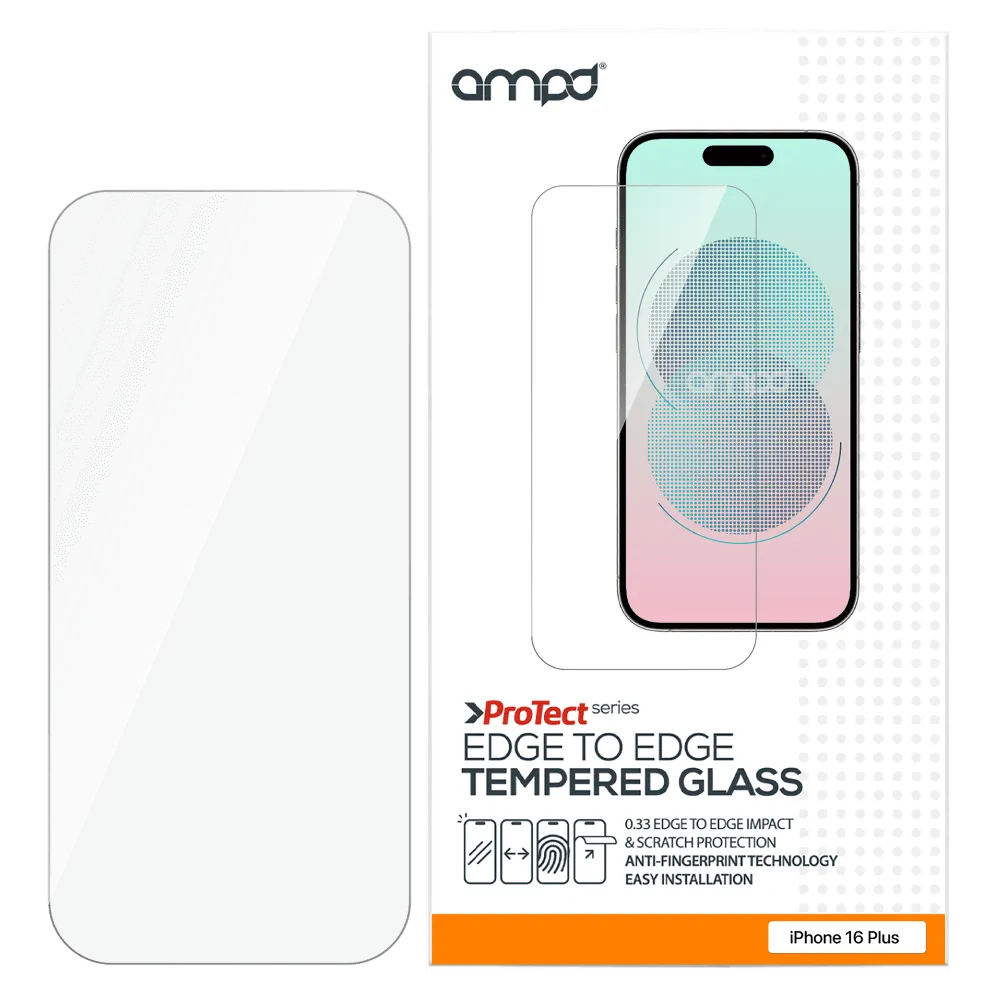 AMPD 0.33 Impact Flex Clear Tempered Glass Screen Protector for Apple iPhone 16 Plus / iPhone 15 Plus by AMPD