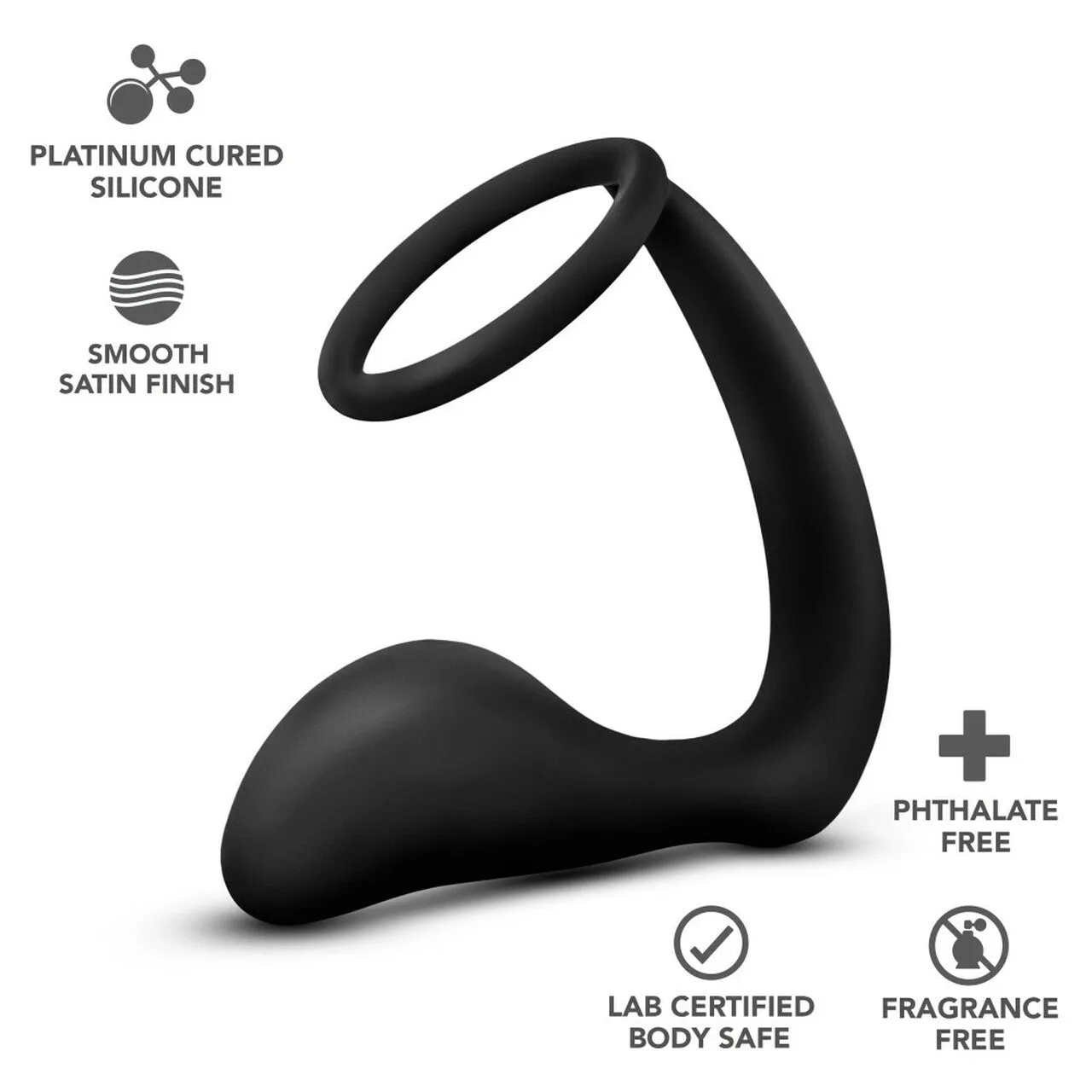 Anal Adventures Platinum Cock Ring Plug - Black