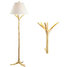 Asclepias 63.5" Faux Bois Resin LED Floor Lamp