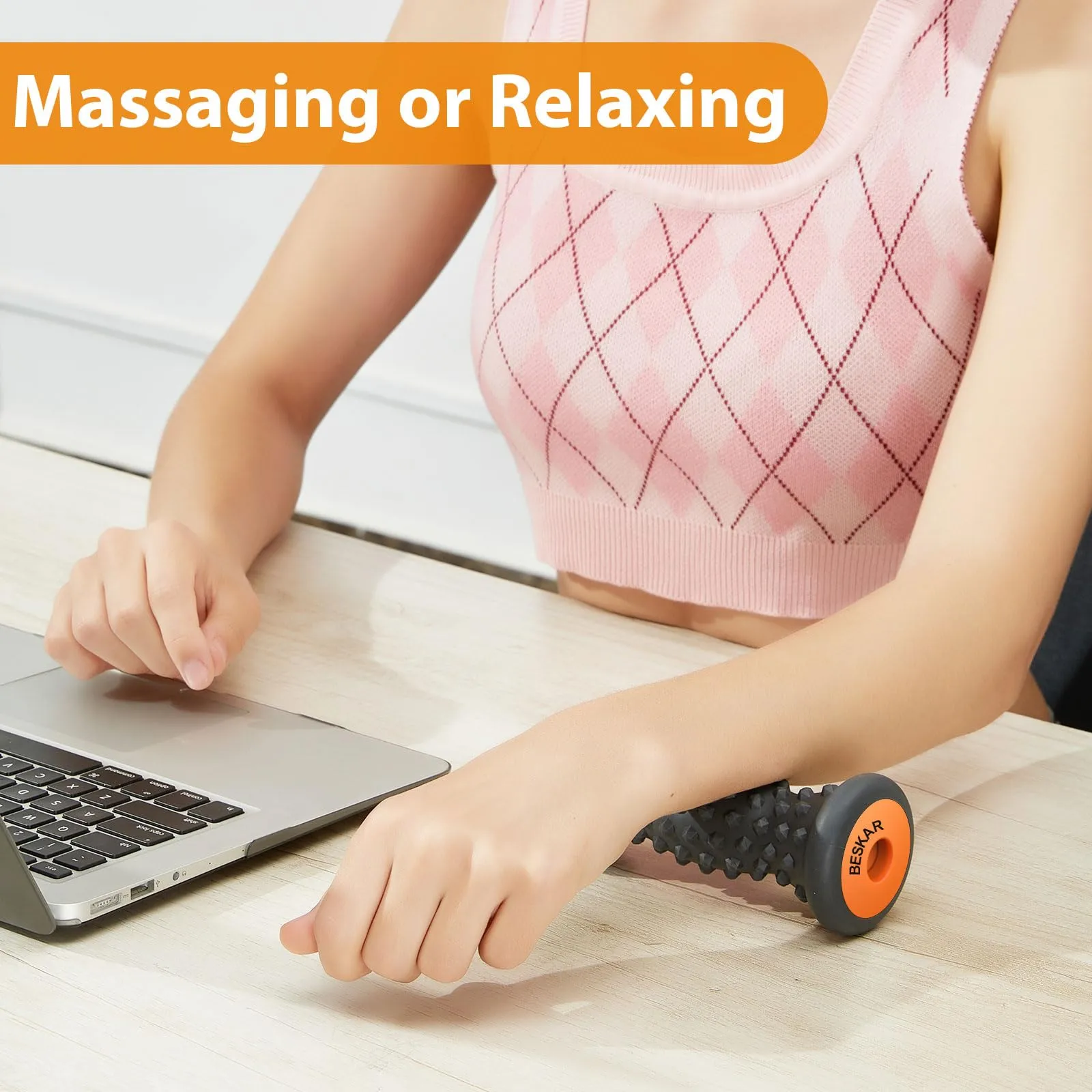 BESKAR Foot Massager Roller for Plantar Fasciitis Relief, Portable, Deep Tissue Muscle Massage, Foot Arch and Heel Pain, Reflexology Tool Black