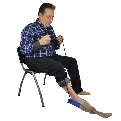 Blue Jay An Elite Healthcare Brand Get Your Sock On Formed Sock Aid for Undergoing Recovery Patients with Large Foam Handles and Wide Molded Plastic Frame | 30 inches Cord Length