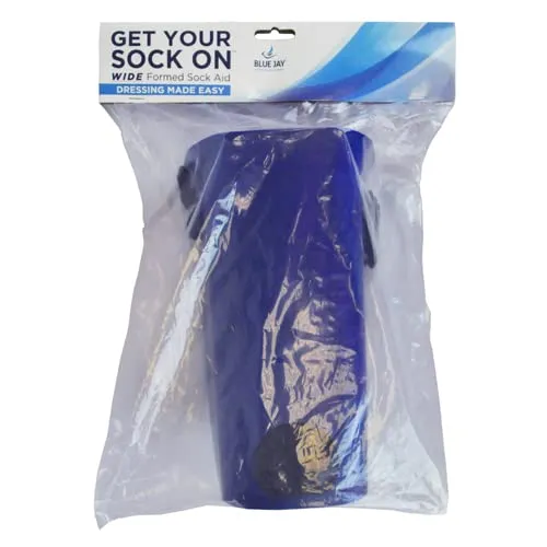 Blue Jay An Elite Healthcare Brand Get Your Sock On Formed Sock Aid for Undergoing Recovery Patients with Large Foam Handles and Wide Molded Plastic Frame | 30 inches Cord Length