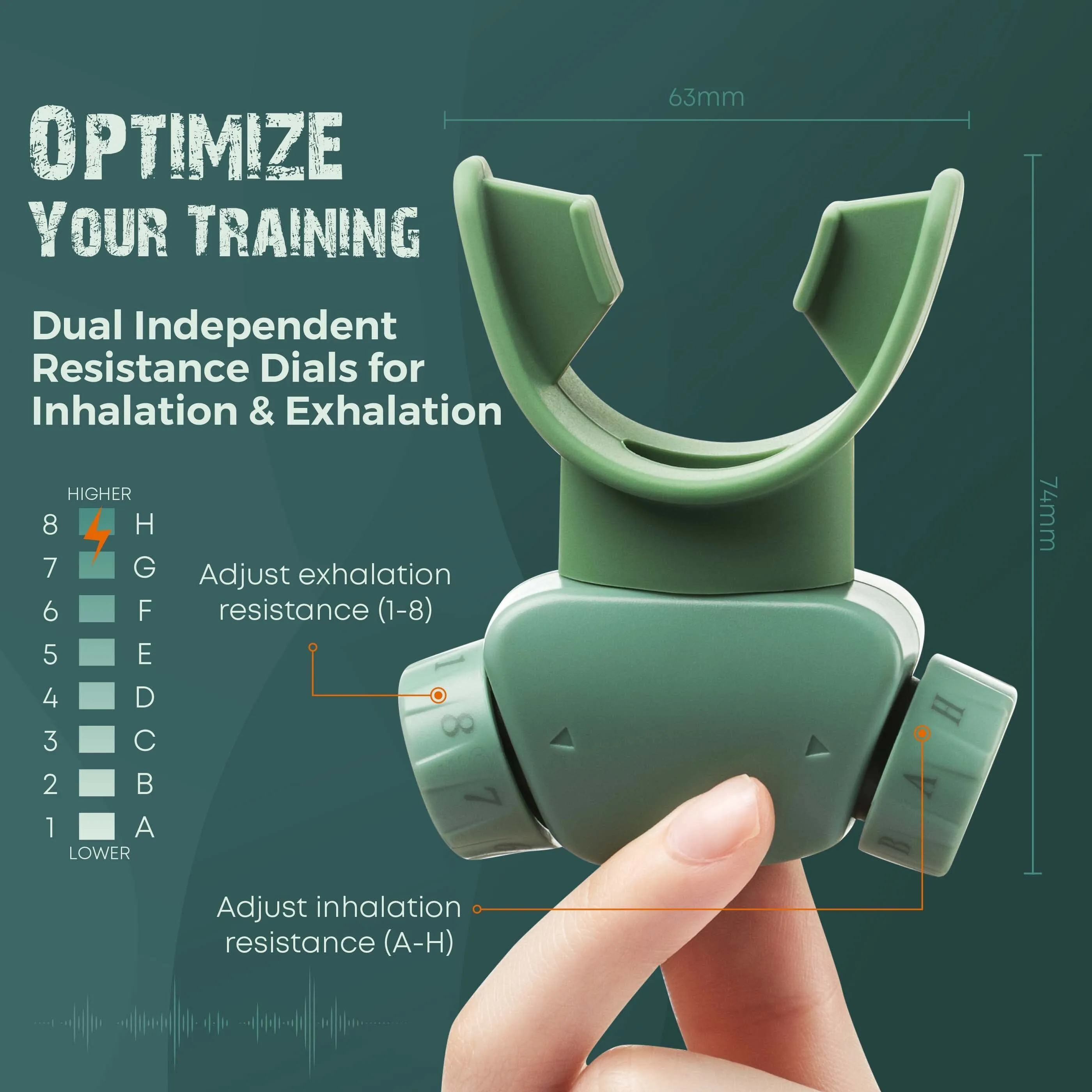 Bodyssey ABT-X Respiratory Muscle Trainer - Breathing Training Device for Lung Exercise and Strengthening(Matte Green)
