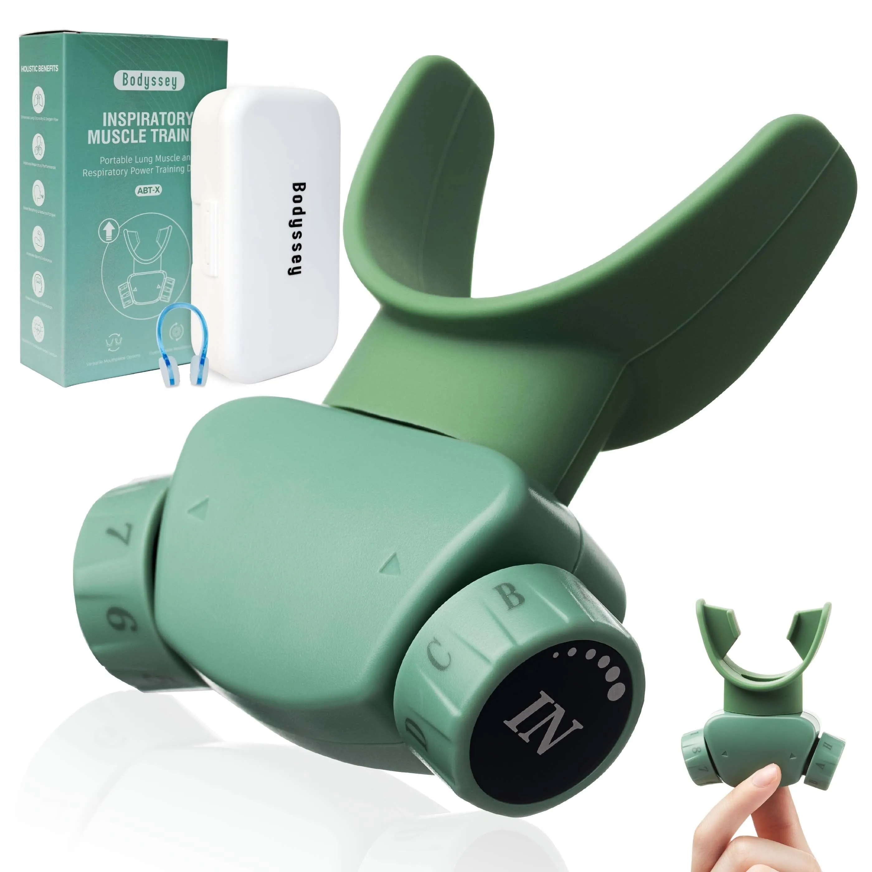 Bodyssey ABT-X Respiratory Muscle Trainer - Breathing Training Device for Lung Exercise and Strengthening(Matte Green)