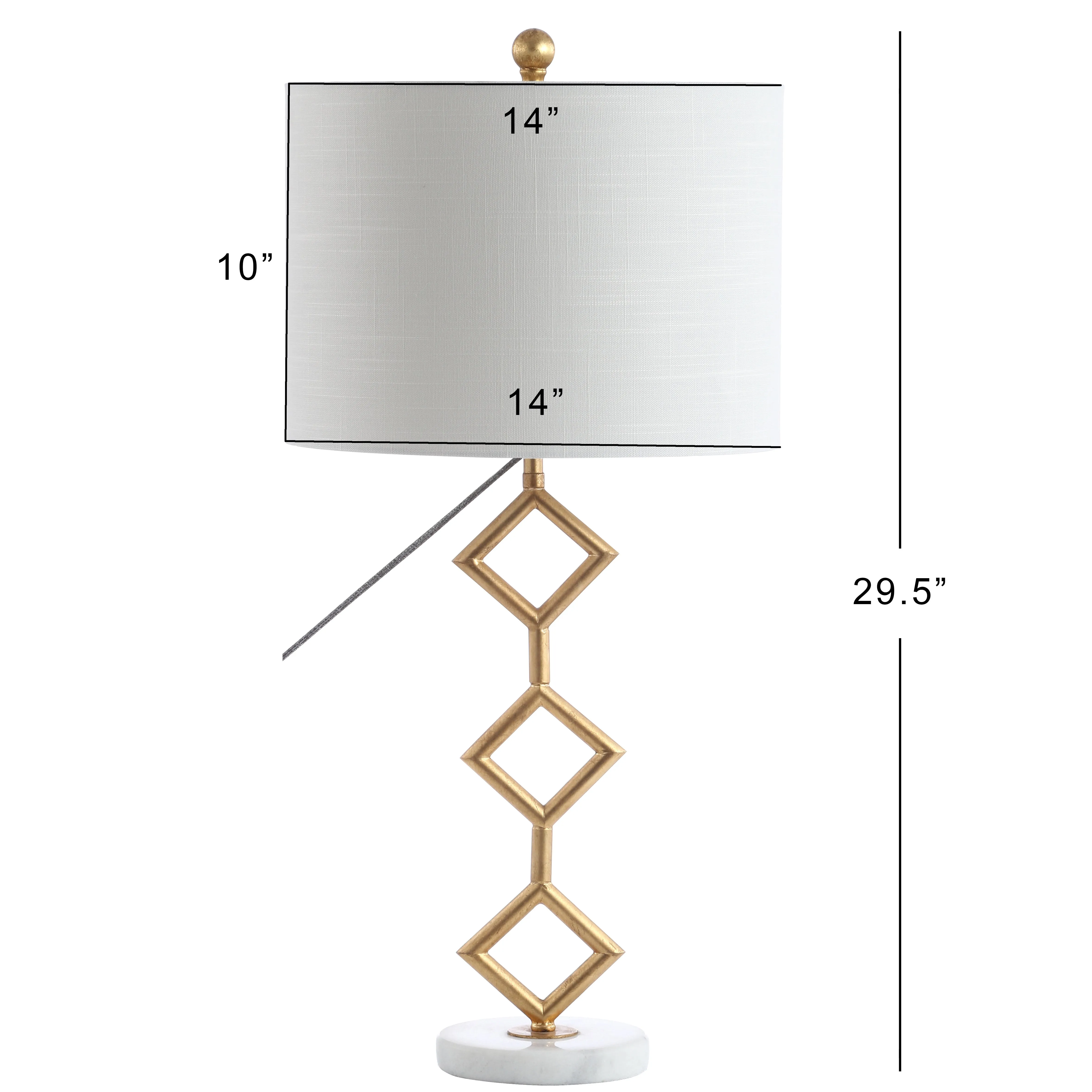 Borer 29.5" Modern Gilt Metal with Marble Base LED Table Lamp