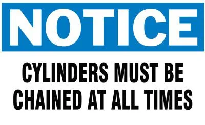 Brady® Gas Cylinder Lockout Labels, Notice Chain, 5 in W x 3 in H, White/Blue, 60314