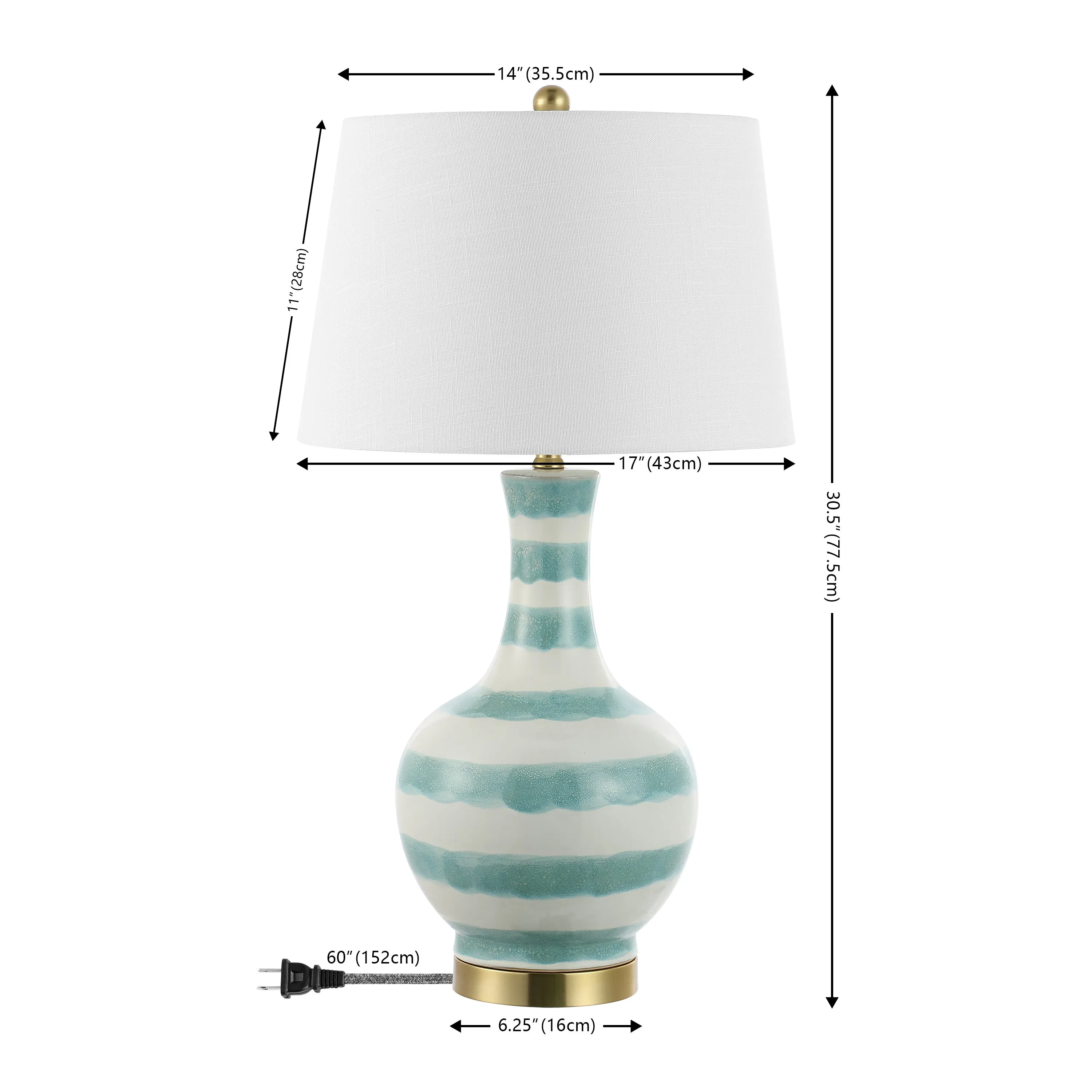 Branch 30.5" Striped Ceramic/Metal LED Table Lamp