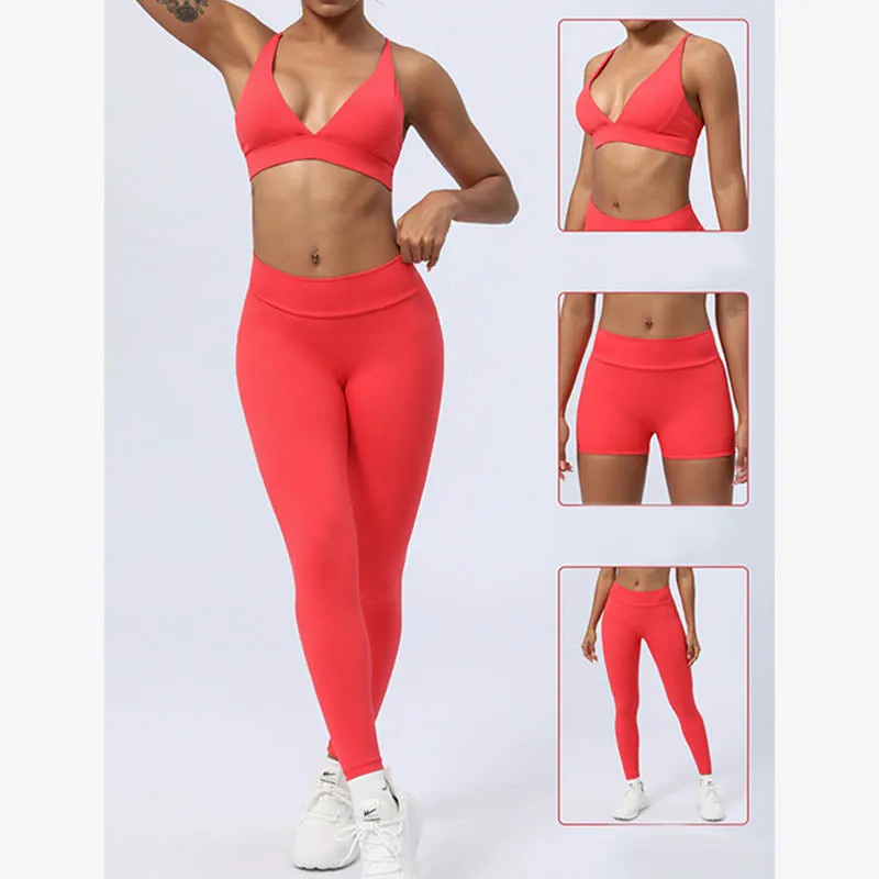 Buddha Stones 2-Piece Yoga Outfit Set - Backless Criss-Cross Strap Top, Bra, Shorts, and Leggings for Fitness