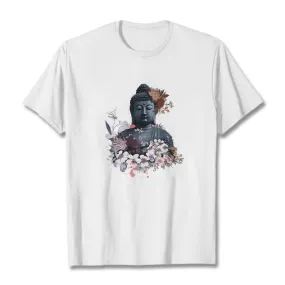 Buddha Stones  Colorful Flowers Surrounding Buddha Pattern Tee T-shirt