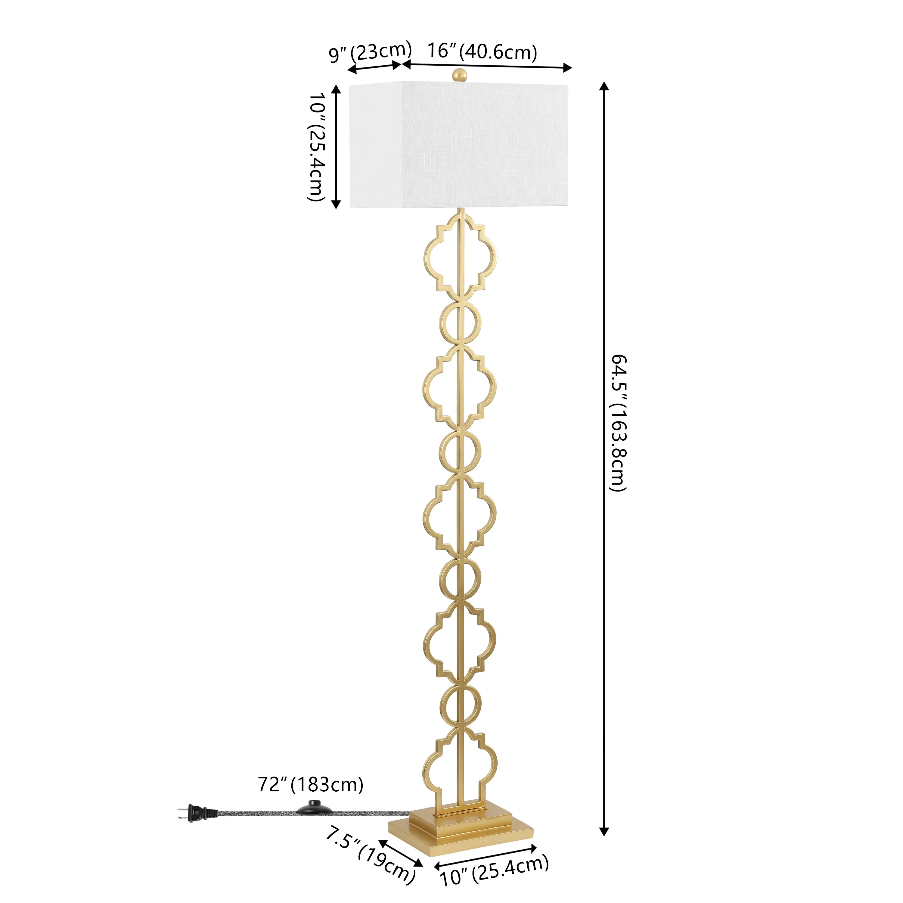 Burgess 64.5" Iron Ogee Trellis Modern LED Floor Lamp