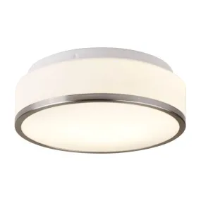 Cheese Flush Bathroom Ceiling Light Opal Glass - Nickel