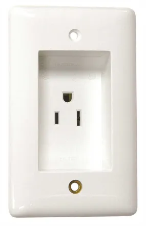 Clock Tv Receptacle Tamper Proof 15 Amps White