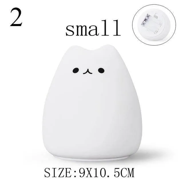 Colorful LED Silicone Touch Sensor Cat Night Lamp