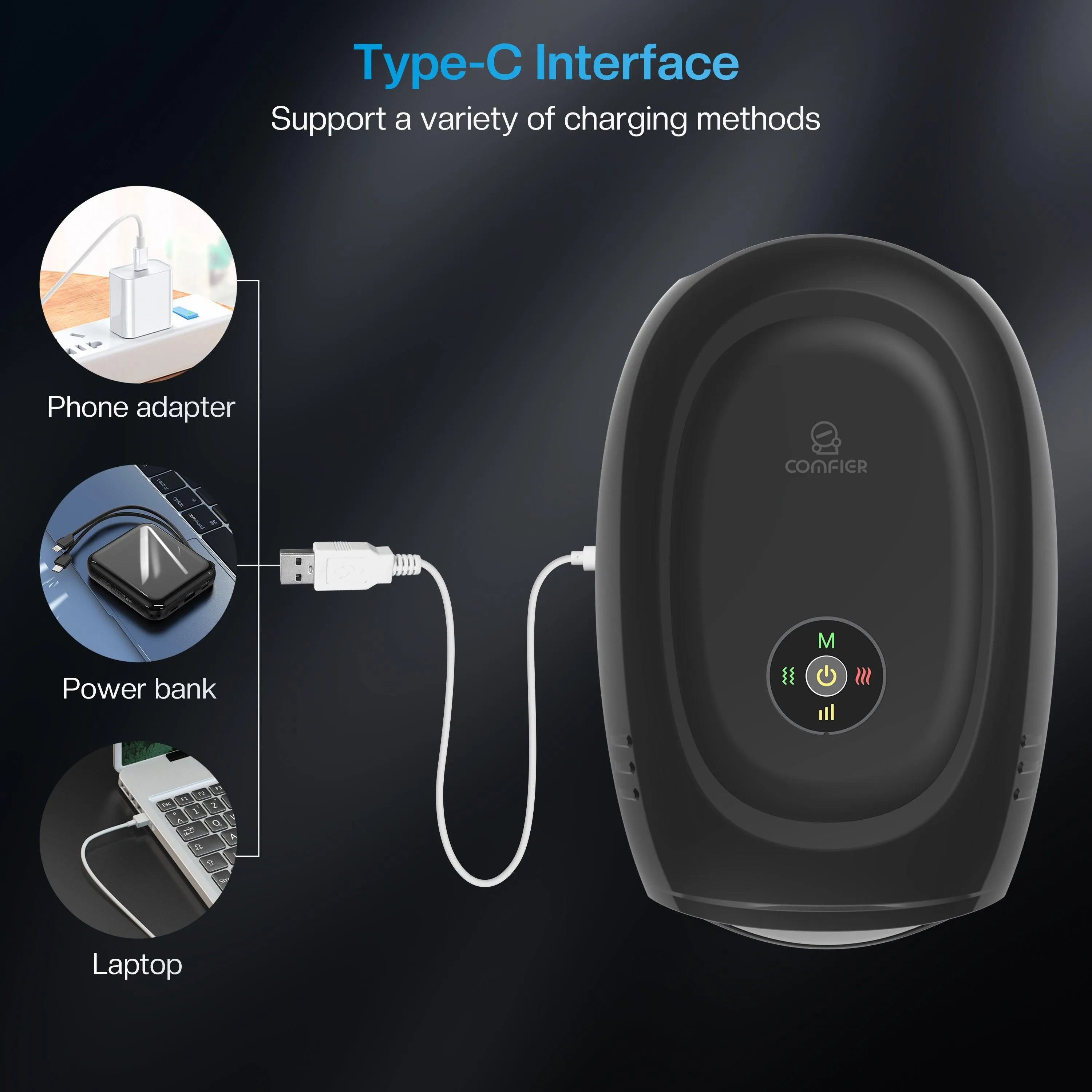 Comfier Electric Wireless Hand Massager with Heat & Compression((Colored packaging) -4101APP-BL-2