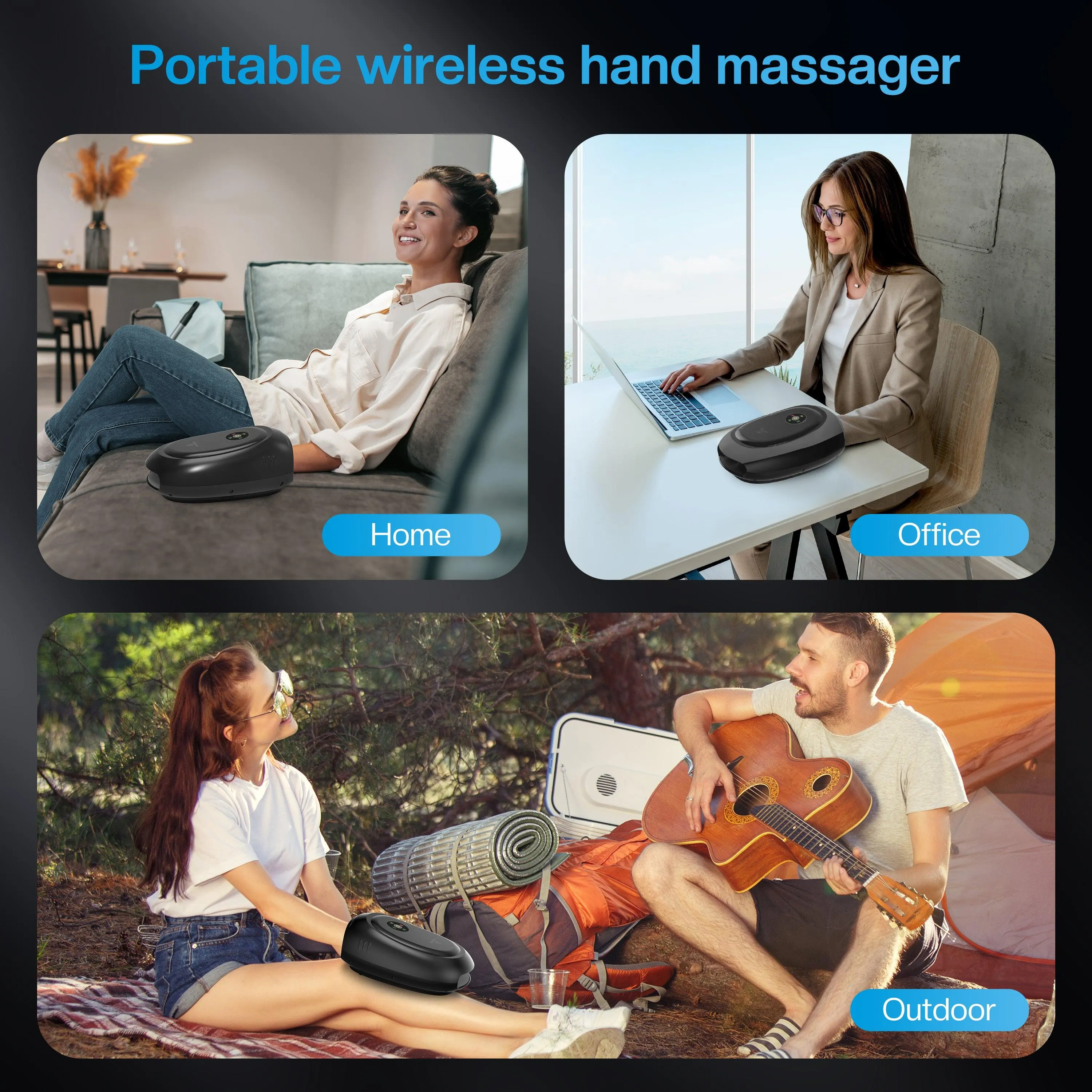 Comfier Electric Wireless Hand Massager with Heat & Compression((Colored packaging) -4101APP-BL-2