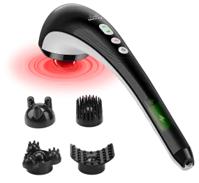 Cordless Handheld Back Massager - Rechargeable Percussion Massage with Heat - 482