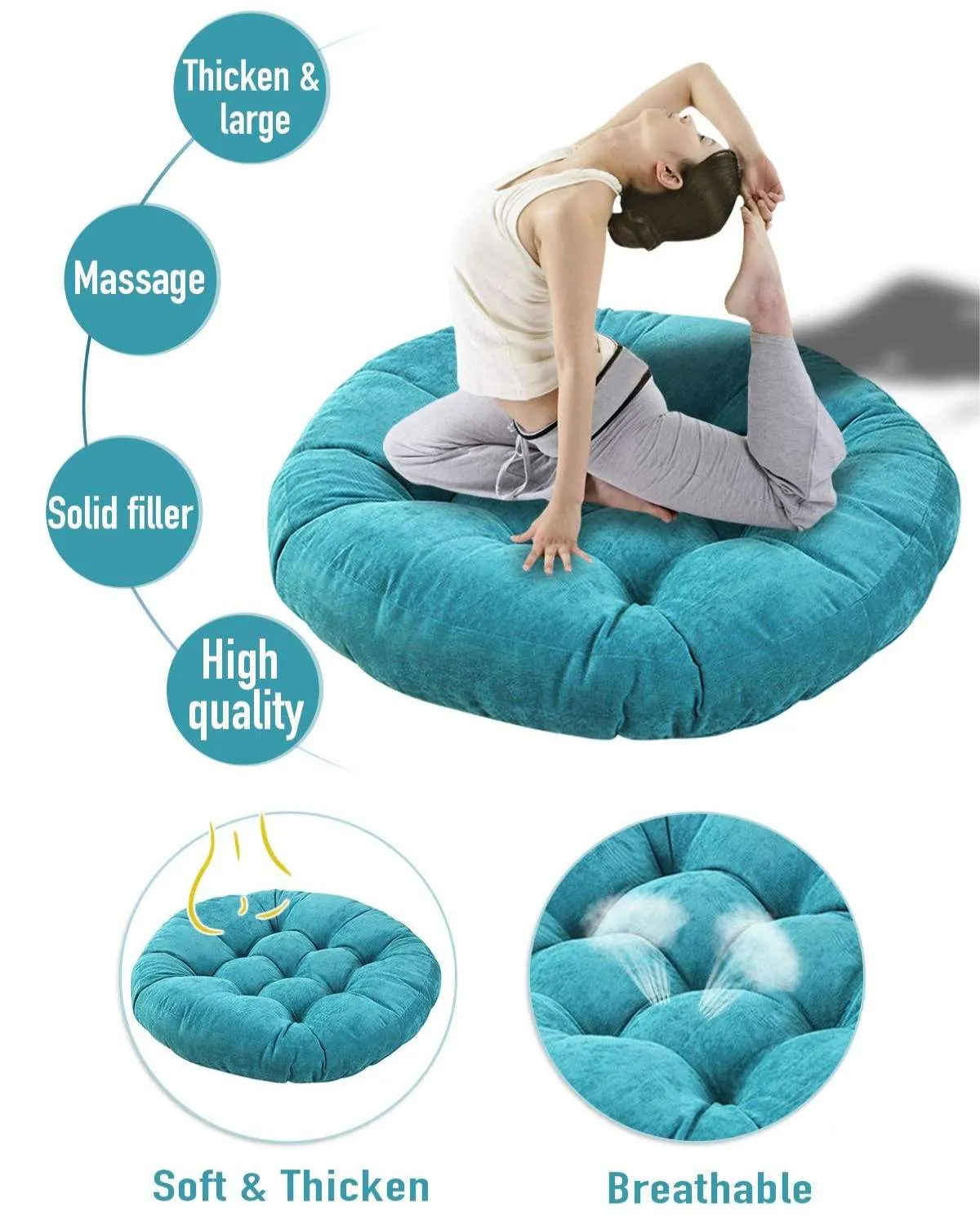 Corduroy Round Chair Cushion Seat Cushion Tatami Futon Cushion Window Mat Yoga Mat
