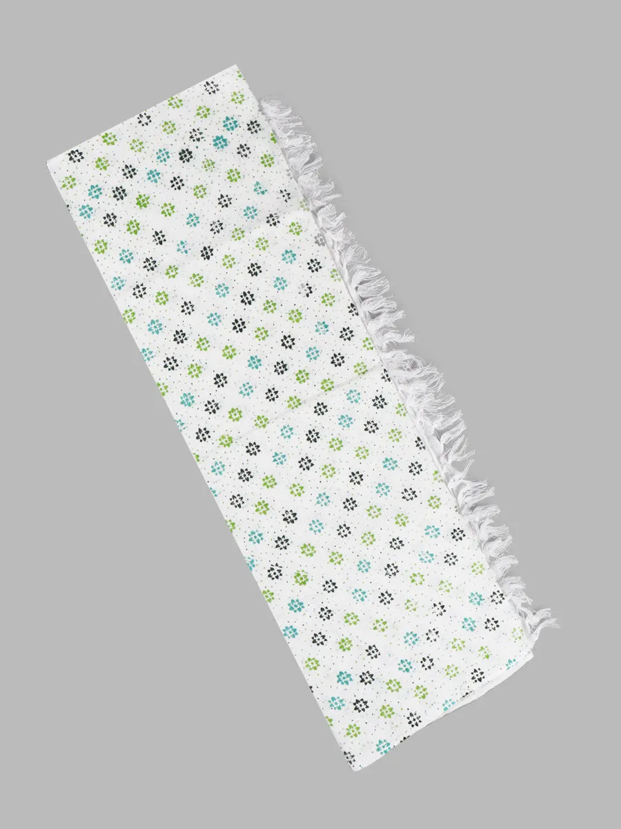 Cotton White Print Bath Towel NO 4092 (3 PCs Pack)