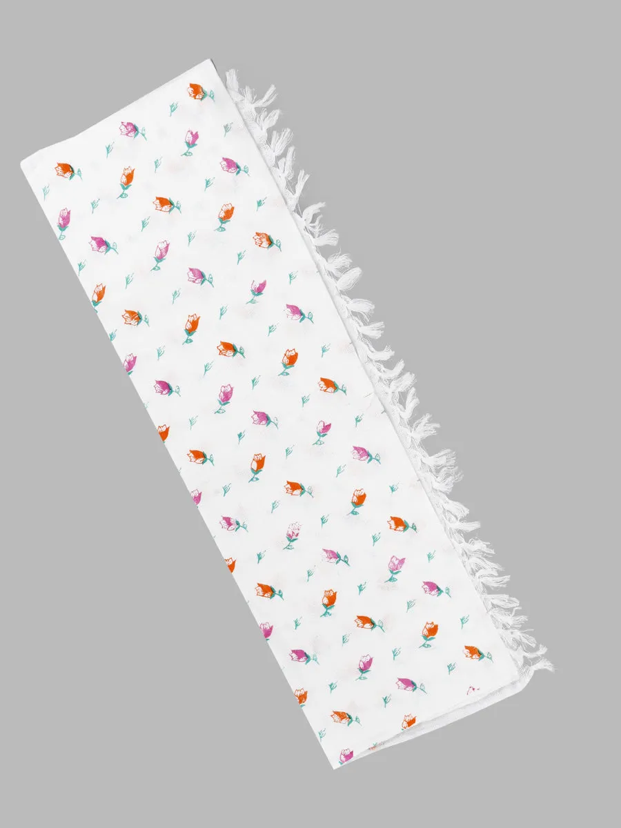 Cotton White Print Bath Towel NO 4092 (3 PCs Pack)
