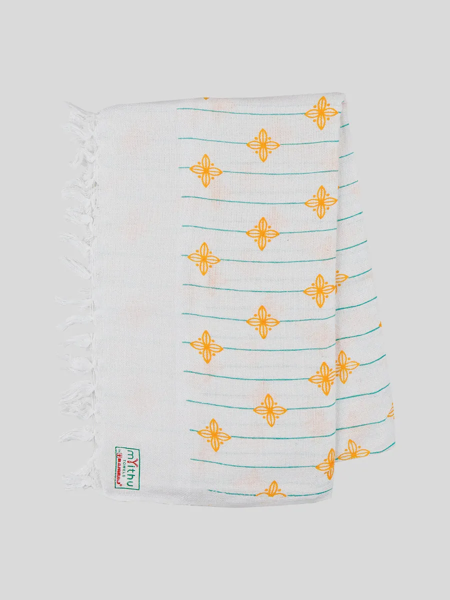 Cotton White Print Bath Towel NO 4092 (3 PCs Pack)