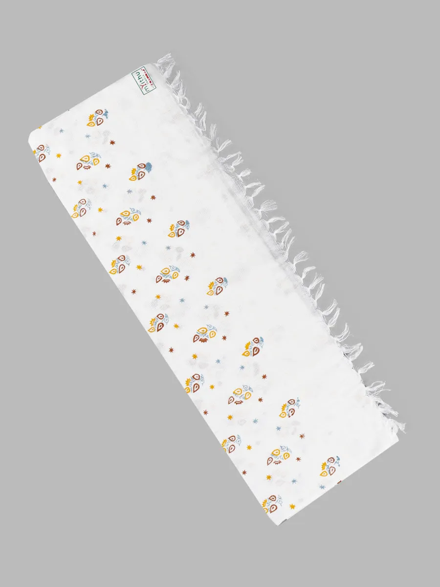 Cotton White Print Bath Towel NO 4092 (3 PCs Pack)